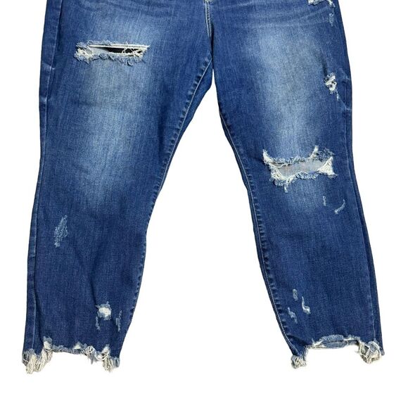 Judy Blue Plus Size 24W Mid Rise Raw Hem Destroyed Skinny Jeans - Picture 3 of 9